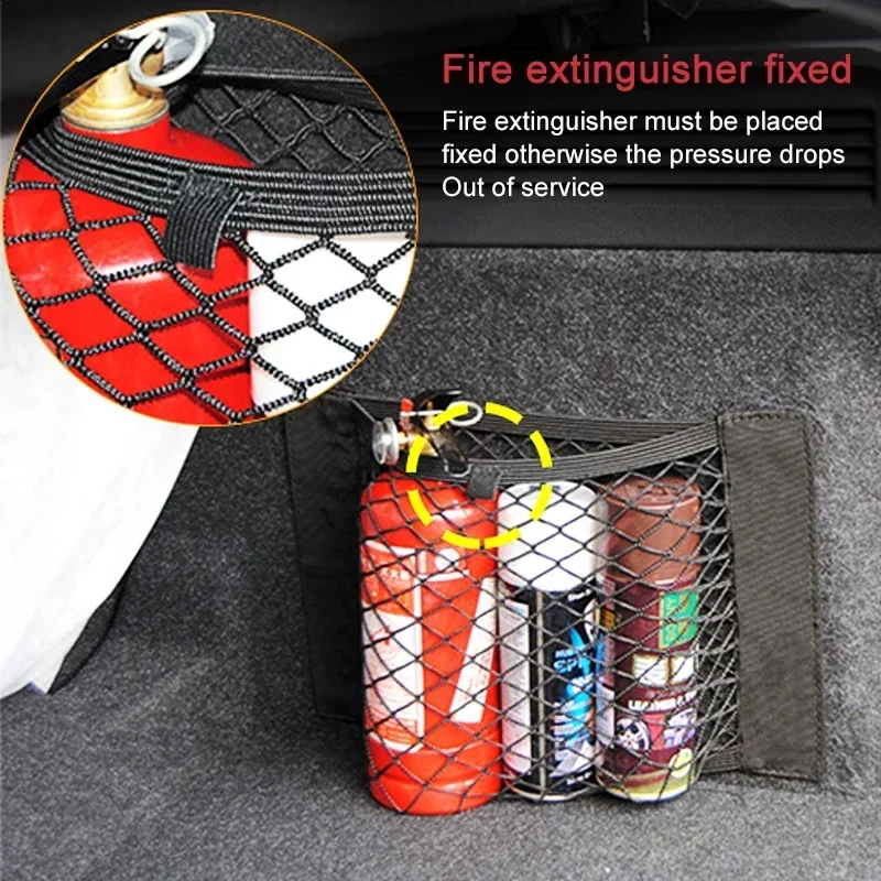 Red de almacenamiento para coche, red de bolsillo de malla estirable, pegatina elástica mágica, bolsa de asiento de maletero de malla trasera Universal, jaula de bolsillo, organizador automático
