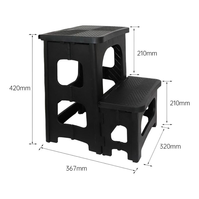 Taburete de escalada de plástico de dos escalones para el hogar, taburete de altura de paso, silla plegable multifuncional, taburete de lavado de coches estable y antideslizante