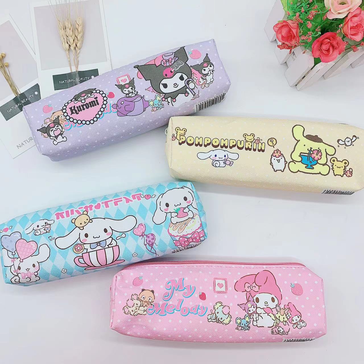 Cinnamoroll Kuromi My Melody Pompompurin Sanrio estuche para lápices estuche para bolígrafos lindo bolsa de cosméticos niñas suministros para estudiantes regalos de papelería