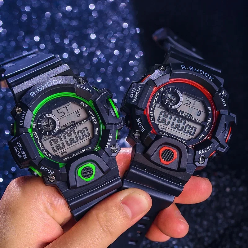 Estilo meninos esportes relógios display duplo digital led eletrônico relógios de pulso de quartzo para crianças