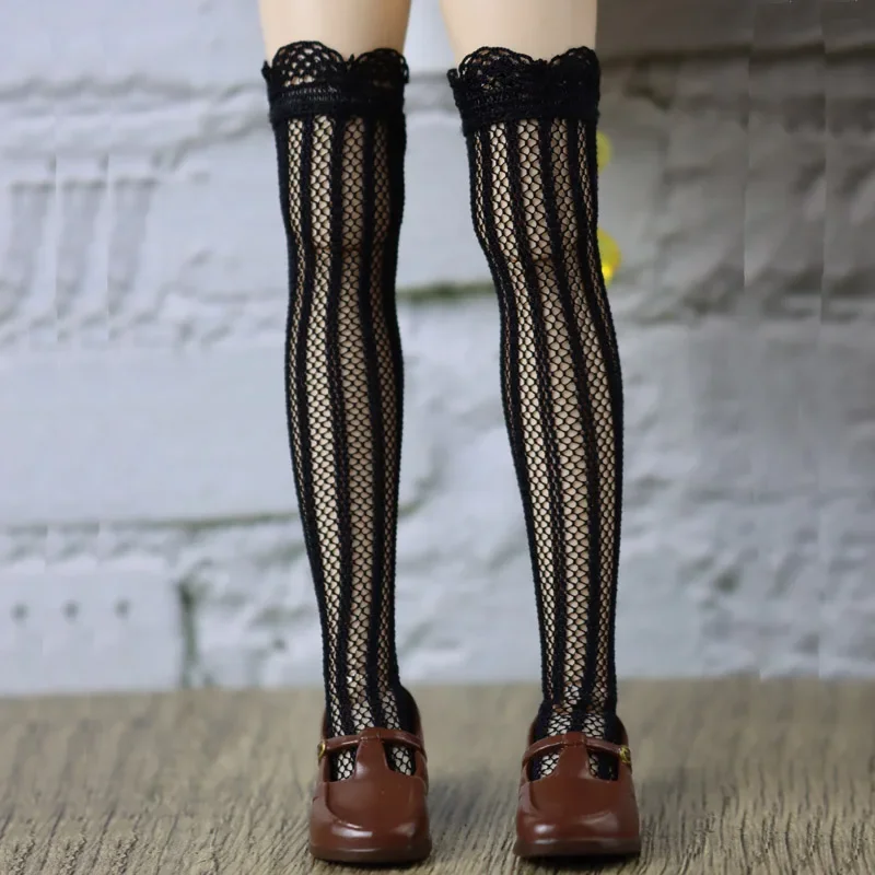 Zapatos de muñeca Blythe, botas, Legging para muñeca Azone Sock OB23 OB24, Media de encaje blanco y negro