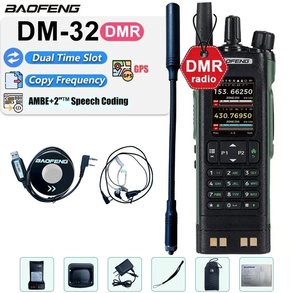 Nuevo BAOFENG DM32 Walkie Talkie DM-32 DMR Radio Digital GPS 10W multibanda copia inalámbrica frecuencia USB-C SMS UV32 Ham 2 WayRadio