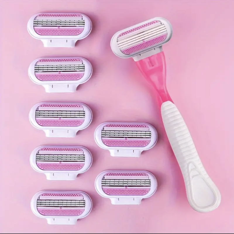 Cuchillas de afeitar de seguridad para mujer, juego de cuchillas de afeitar para depilación de Bikini, afeitadora, cabezales de repuesto de 3 capas ﻿
