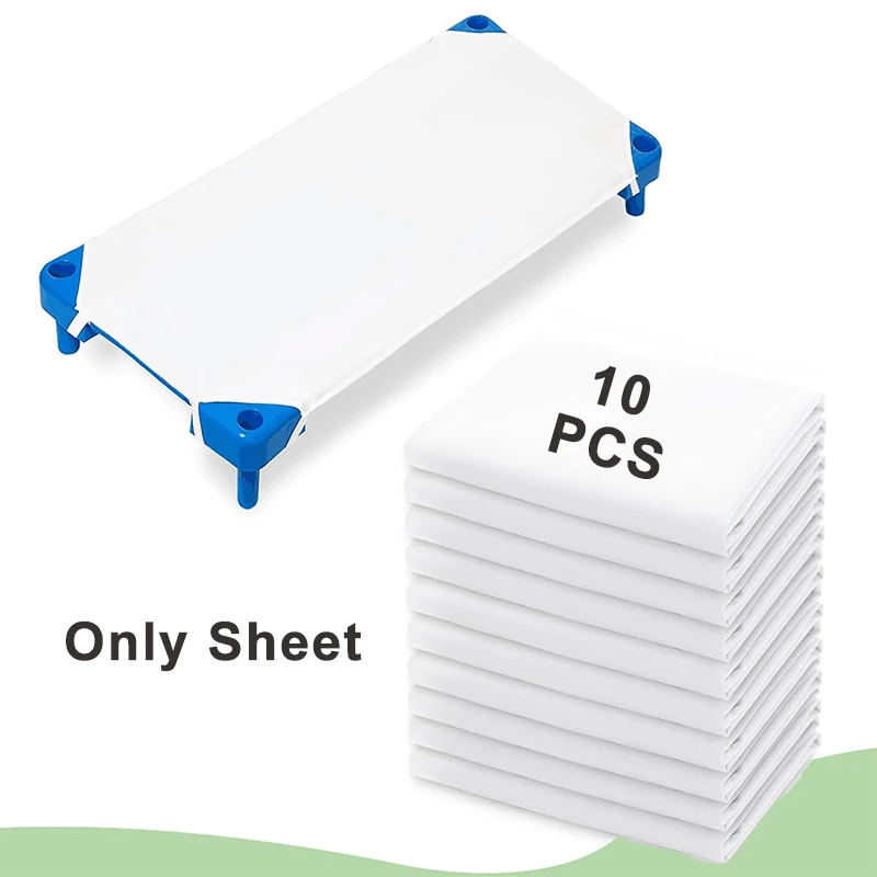 10pcs Toddler Daycare Cot Sheets Breathable Solid Color Fitted Cot Sheet for Boy Girl Pre-School Naptime Cot Sheets Kids Bedding