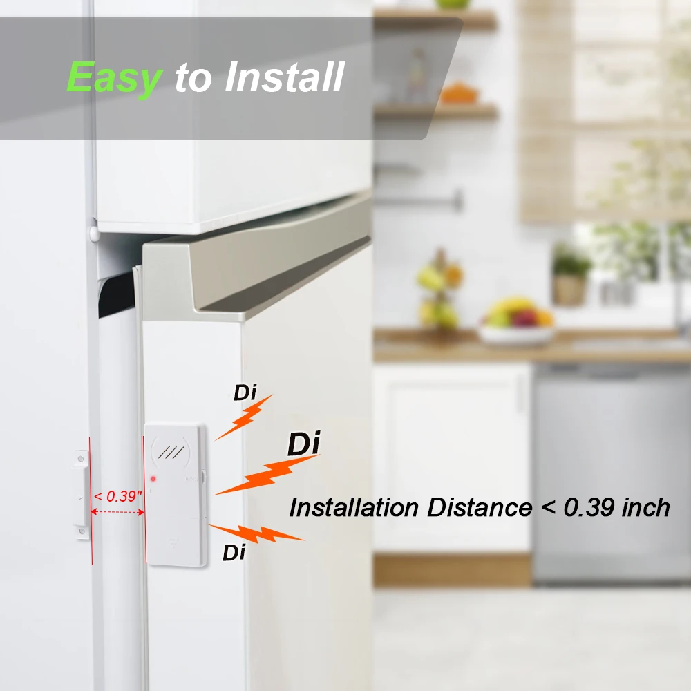 Hollarm Freezer Door Alarm 3/15/30/60 Seconds Adjustable Delay Refrigerator Alarms Wireless Window Door Opening Sensor Loud 90dB