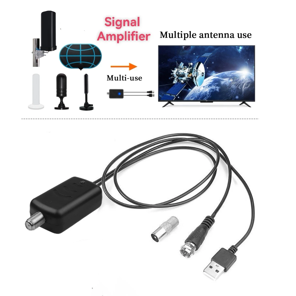 4K High-Definition Digital Tv Antenna Amplifier Signal Booster Low-Noise High-Gain Signal Receiver Tv Antenna Accessories Enhance Signal Stability