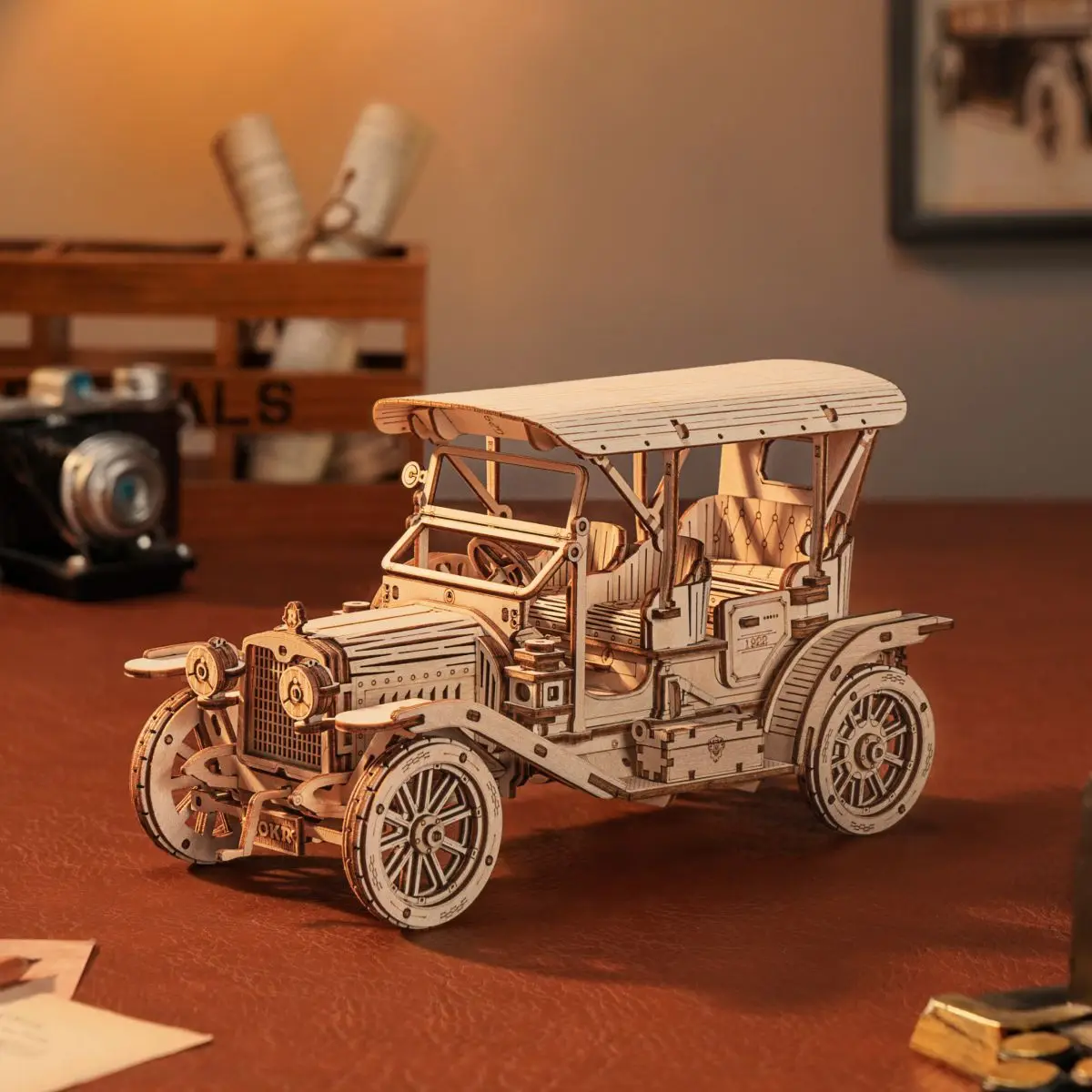 Robotime Rokr Oldtimer 3D Holzpuzzle Montessori Spielzeug Oldtimer Maßstab 1:15 Modellbausätze für Kinder