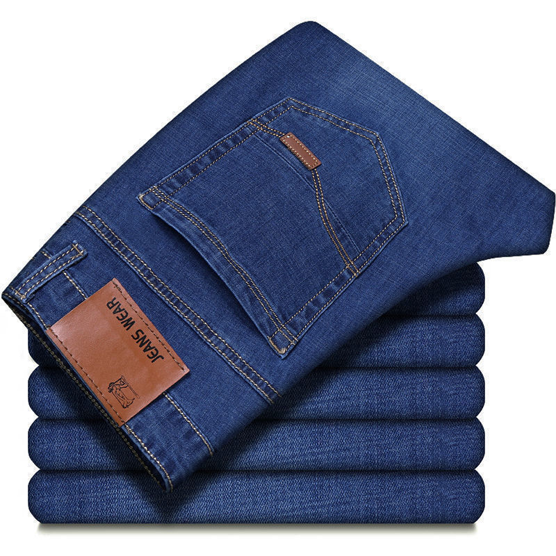 2025 nuevos pantalones vaqueros de negocios a la moda para hombre, pantalones vaqueros ajustados elásticos informales de estilo clásico, pantalones vaqueros de marca para hombre, pantalones vaqueros negros y azules para hombre