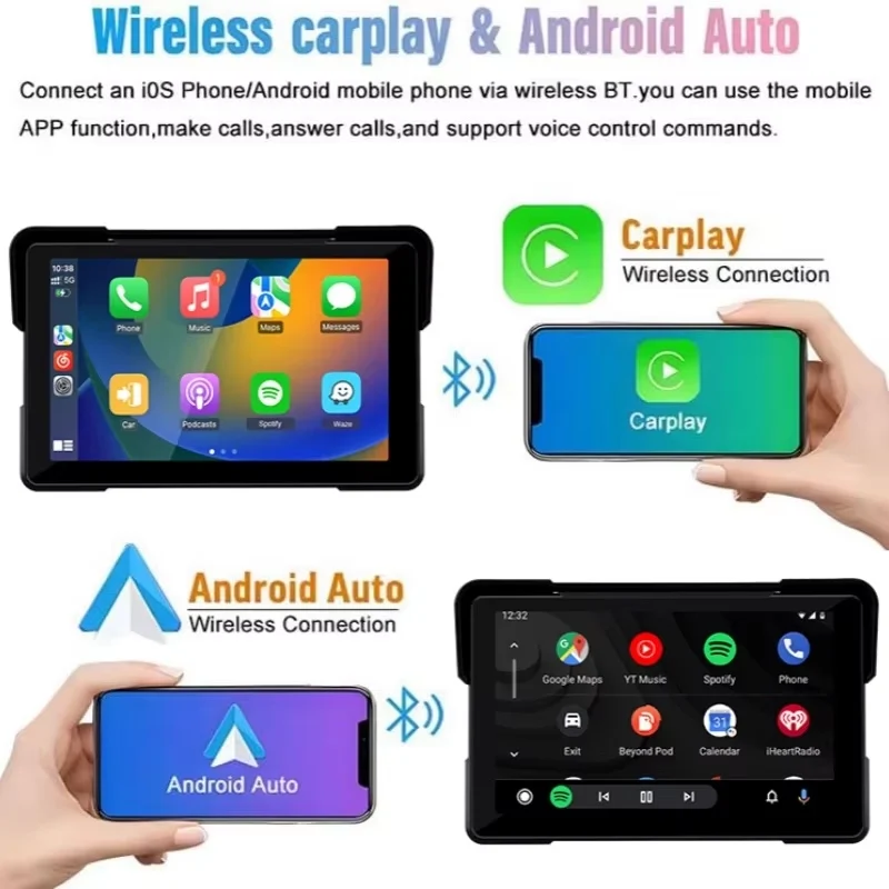 5/7 pollici Carplay Moto 2K HD DVR Navigazione GPS Wireless CarPlay Android Auto Airplay Display Schermo Portatile Moto Monitor