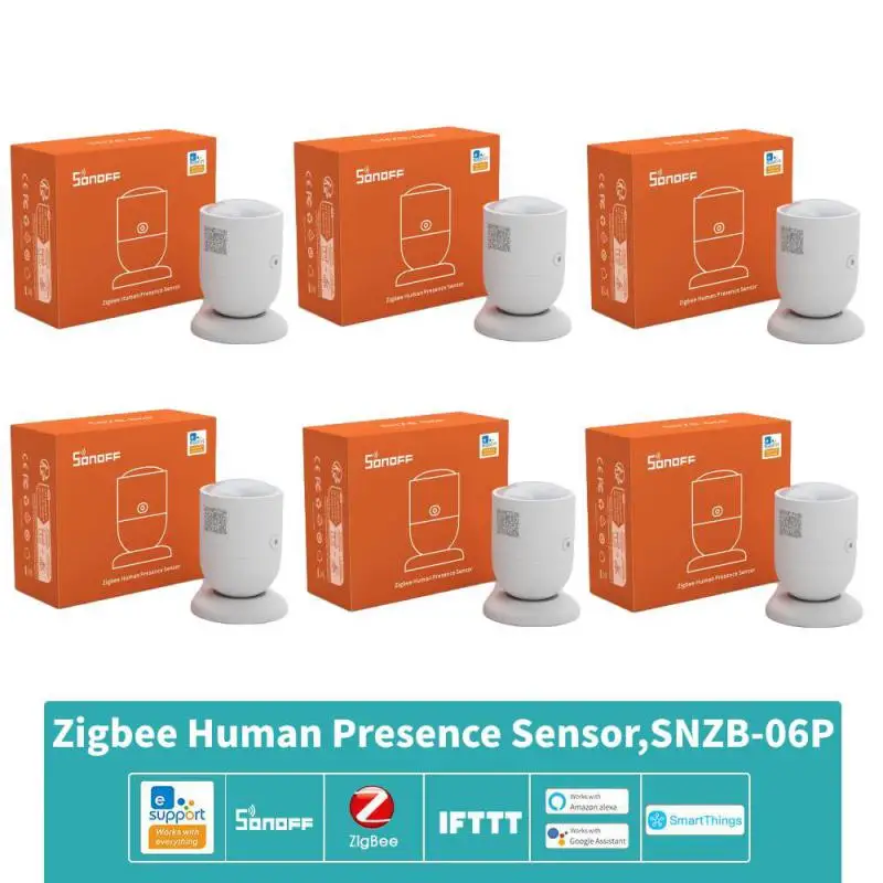 SONOFF SNZB-06P Zigbee Sensor de presencia humana detección de Radar Sensor de movimiento Detector de luz incorporado compatible con asistente de hogar Alexa