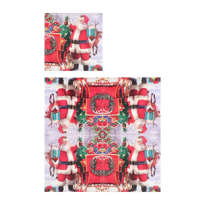 Serviettes carrées en papier imprimées pour la maison, 2 plis, 33c, 10 pièces, 20 pièces, collection de Noël
