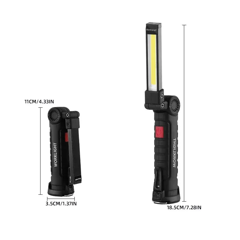 USB 충전식 캠핑 LED 손전등 작업 조명 자석 및 후크 야간 작업에 적합한 방수 조명 모드