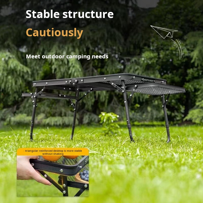New Outdoor foldable mesh table iron mesh table lift table outdoor picnic foldable table portable double ear camping table