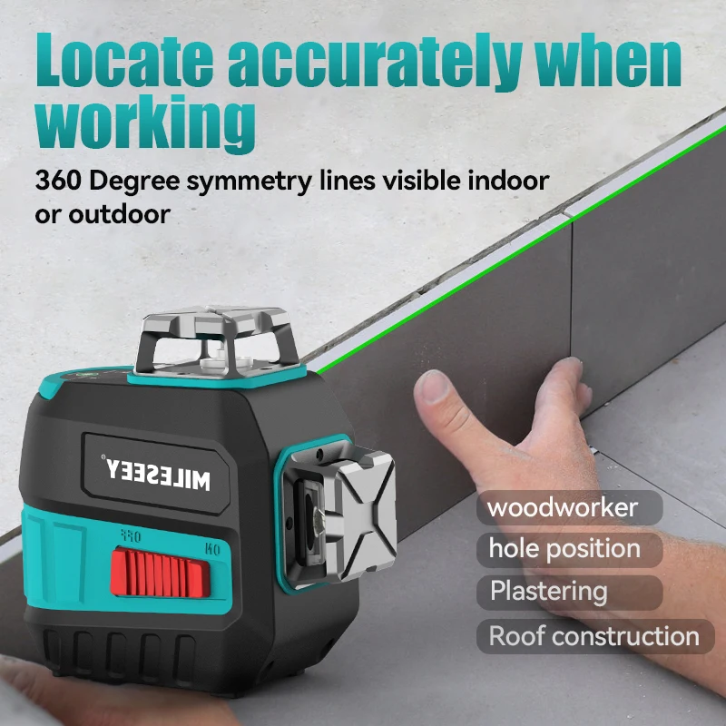 MiLESEEY 2 Dòng Laser L52R L62 360 Laser L6 Nivel Laser Với Pin Và Chân Лазерный Уровень