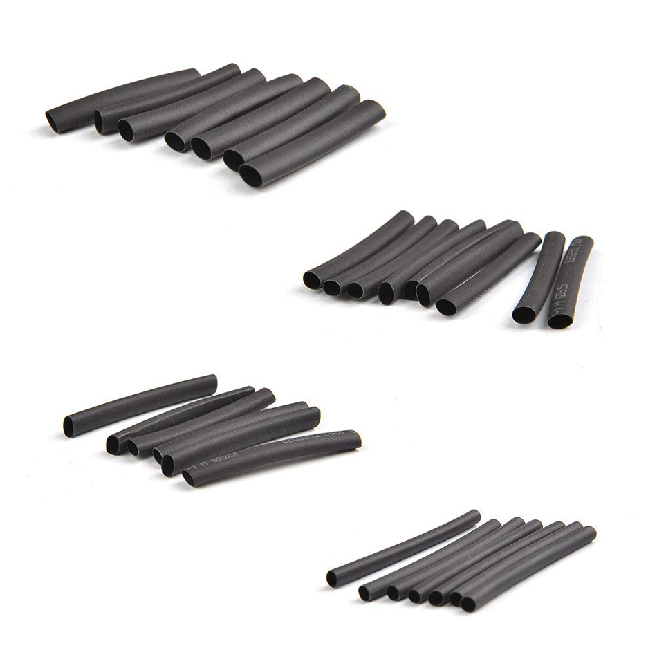 Manchon d'isolation de câble de tube thermorétractable noir, gaine de polyoléfine, gaine rétractable, étanche, électronique, 127 pièces