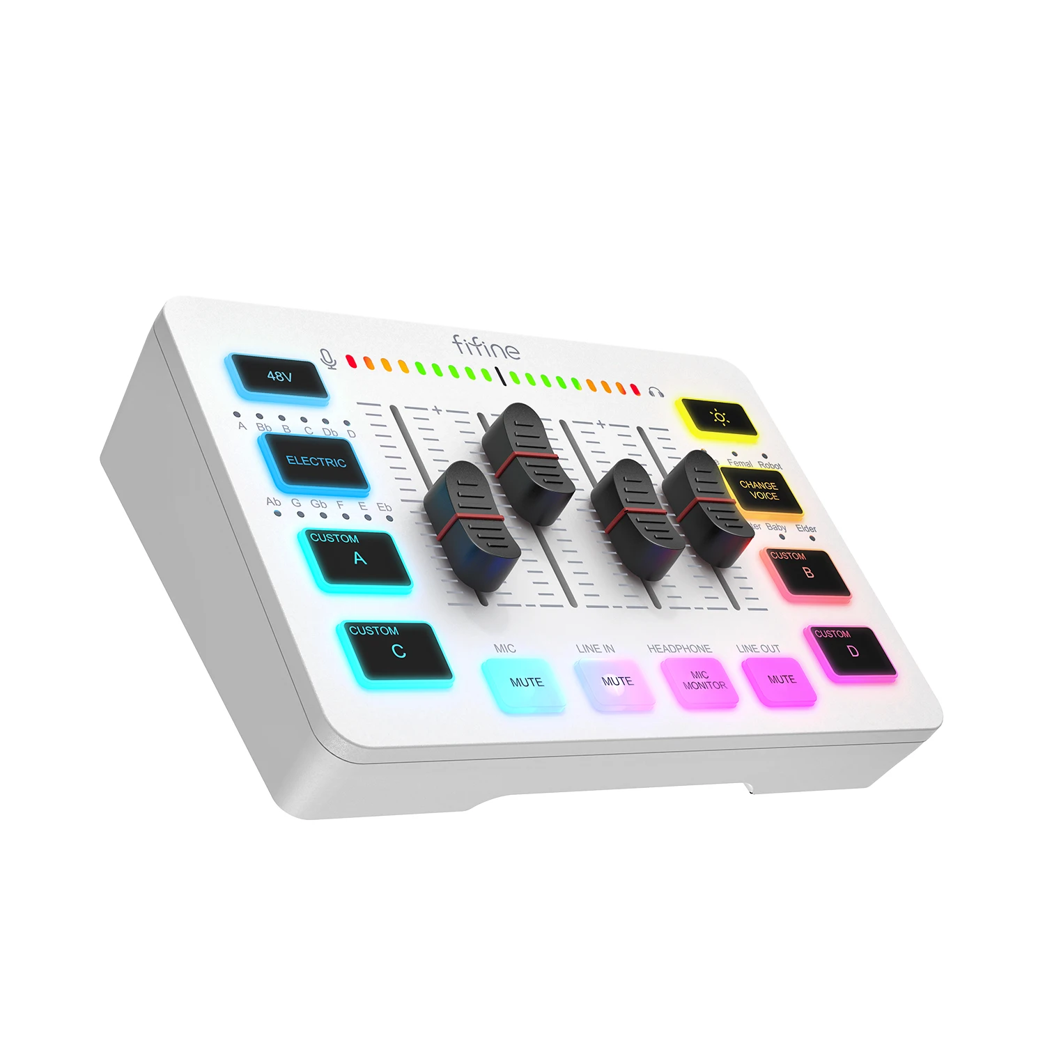 Mezclador USB para juegos FIFINE con interfaz de micrófono XLR de 4 canales/RGB, mezclador de sonido para juegos Podcast Streaming AmpliGame SC3W