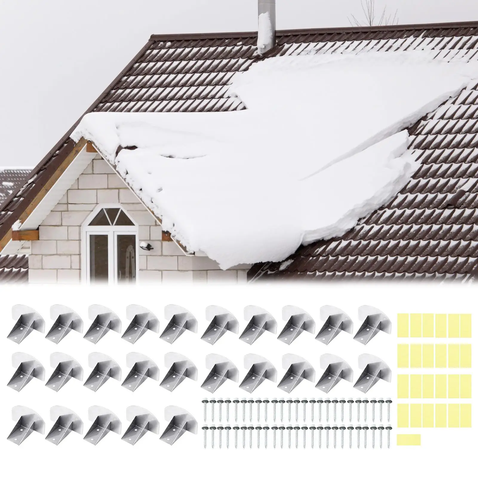 Parada de neve para telhado de aço, 25 peças, à prova de intempéries, construta de gelo, proteção antiderrapante para telhado, calha, casa, comercial