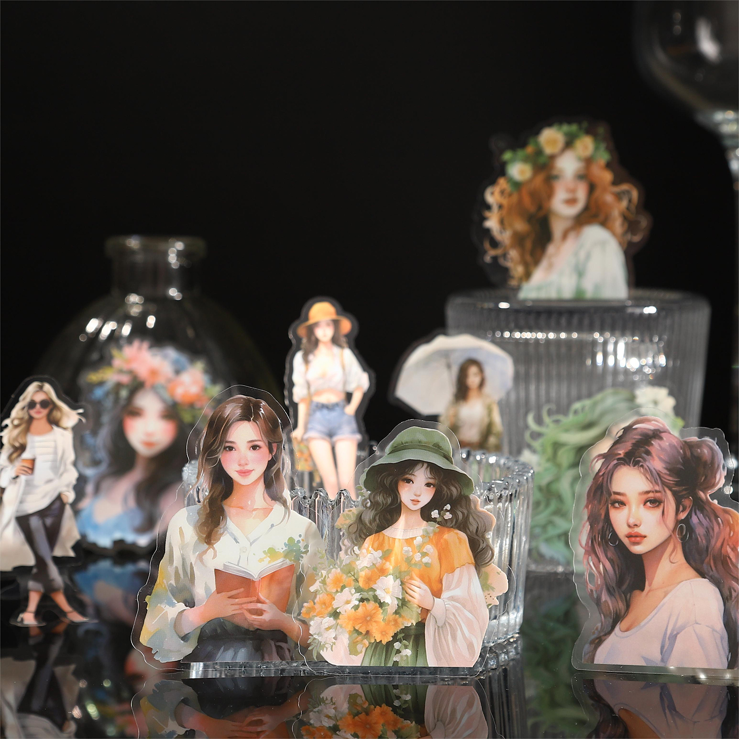 2 スタイル 50 ピース/箱キャラクターステッカーブリキの箱優しい出会いのテーマ Instagram ガールハンドブック装飾 DIY 材料