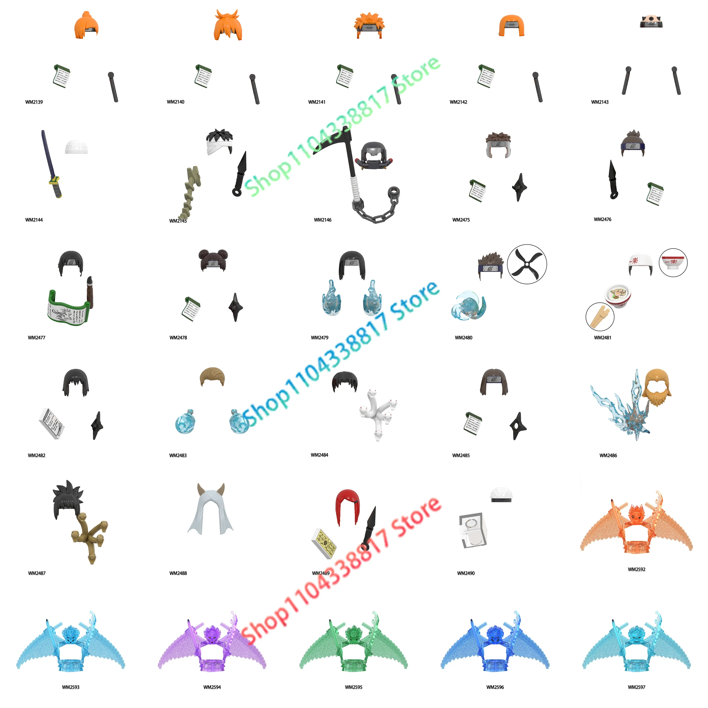 Блоки WM WM6112 WM6153 WM6154 WM6167 Susanoo Akatsuki Konohamaru Pain Аниме Мультфильм ТВ Наруто Кирпичи Куклы Строительные блоки