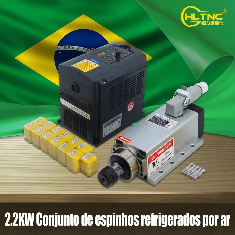 Brasil enviado 2.2kw eixo do motor de refrigeração ar 24000rpm 220v/110v + controlador velocidade vfd + 13 peças pinças er20 para roteador cnc