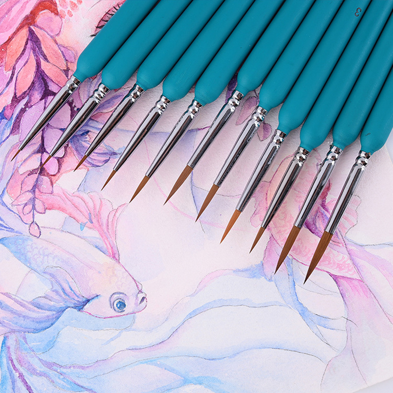 ชุดพู่กันระบายสีจิ๋ว11ชิ้นปากกาเขียนรายละเอียดลายเส้นตะขอทำจากไนลอนสำหรับวาดภาพสีน้ำอะคริลิก