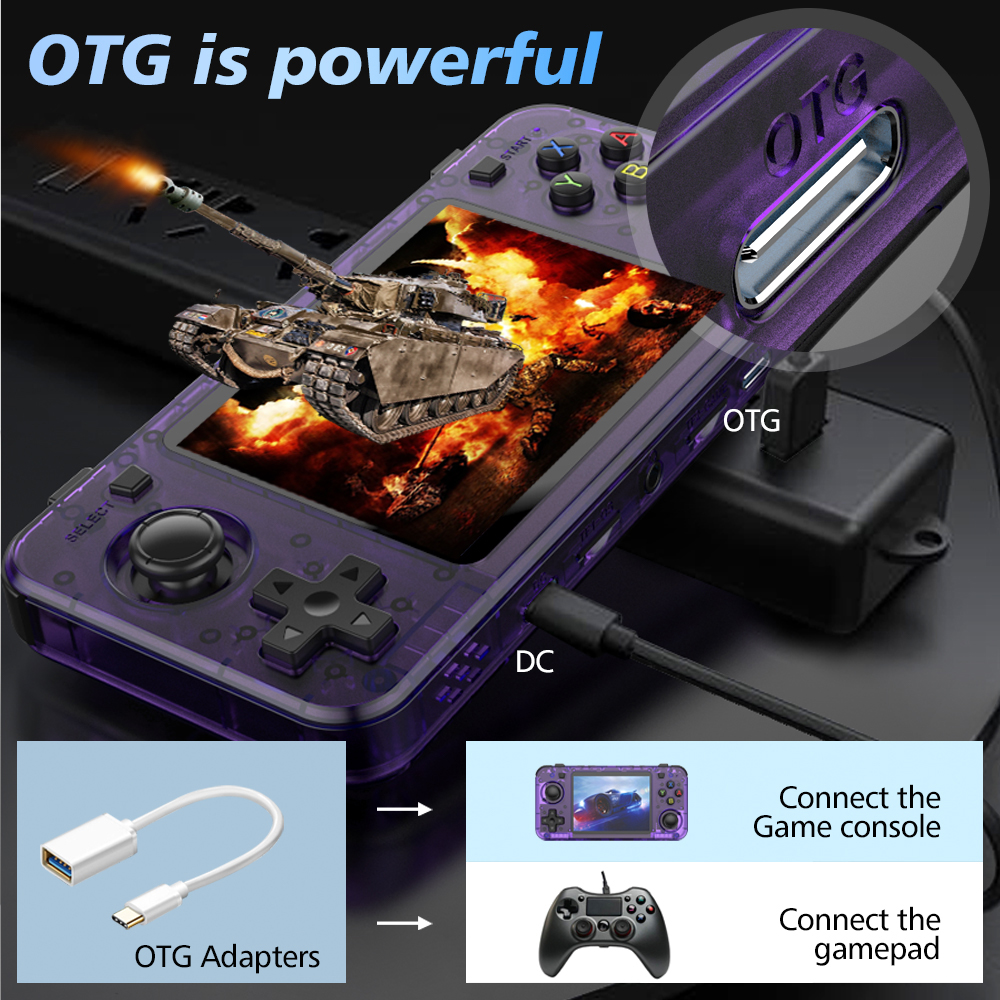 New R36H Game Console R36S Horizontal Retro Handheld Consolas Open Source Portable Pocket Video Player 64GB 3.5 Inch Boy Gift