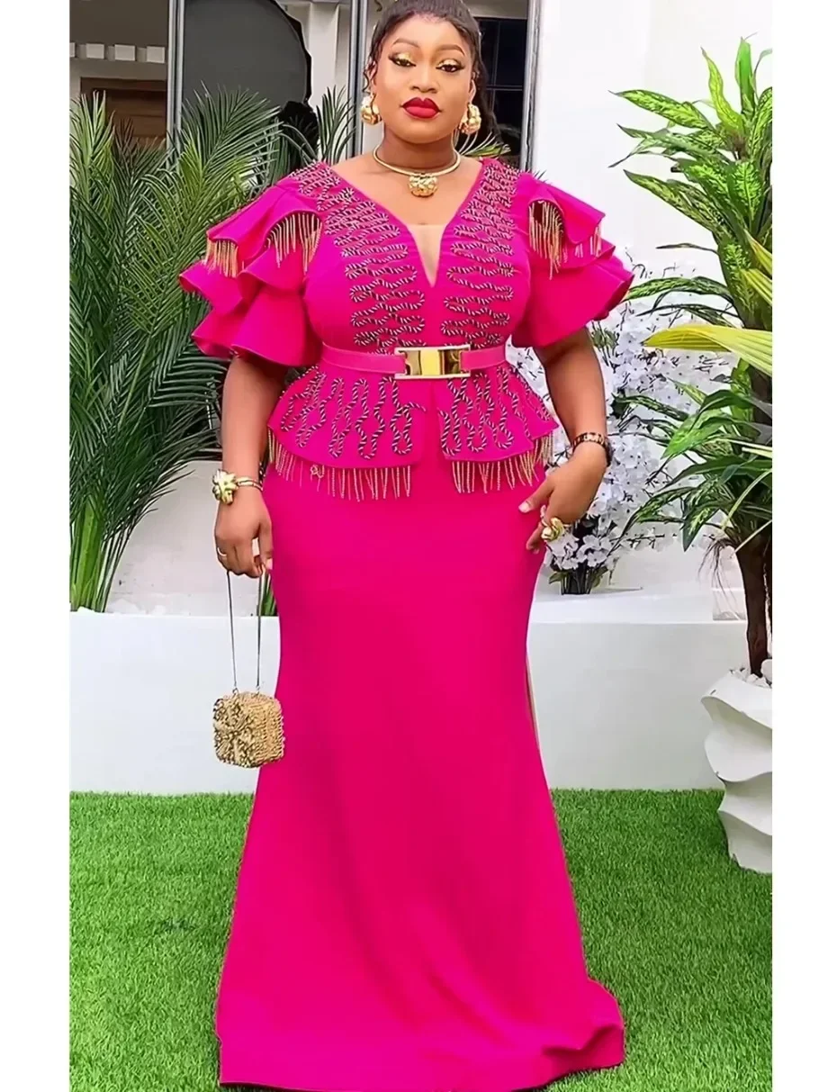 PLUS ขนาดแอฟริกันสําหรับผู้หญิงแฟชั่น Dashiki อังการางานแต่งงานชุดราตรี Elegant มุสลิม Maxi ชุดคริสต์มาส
