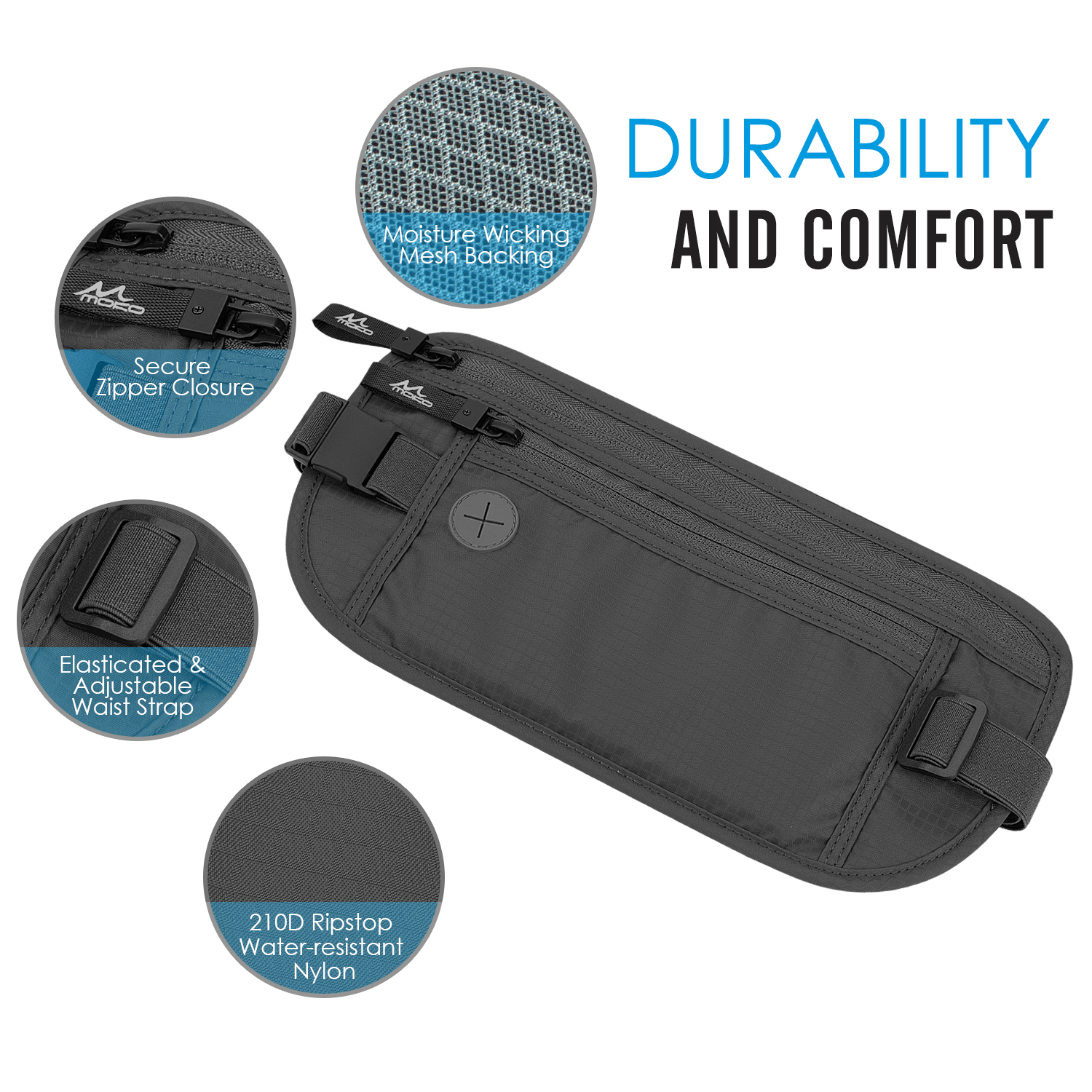 เข็มขัดเงินเดินทาง MoKo Secure, Undercover RFID Blocking Travel Wallet, กระเป๋าสตางค์หนังสือเดินทางป้องกันการโจรกรรมสําหรับผู้ชายและผู้หญิง
