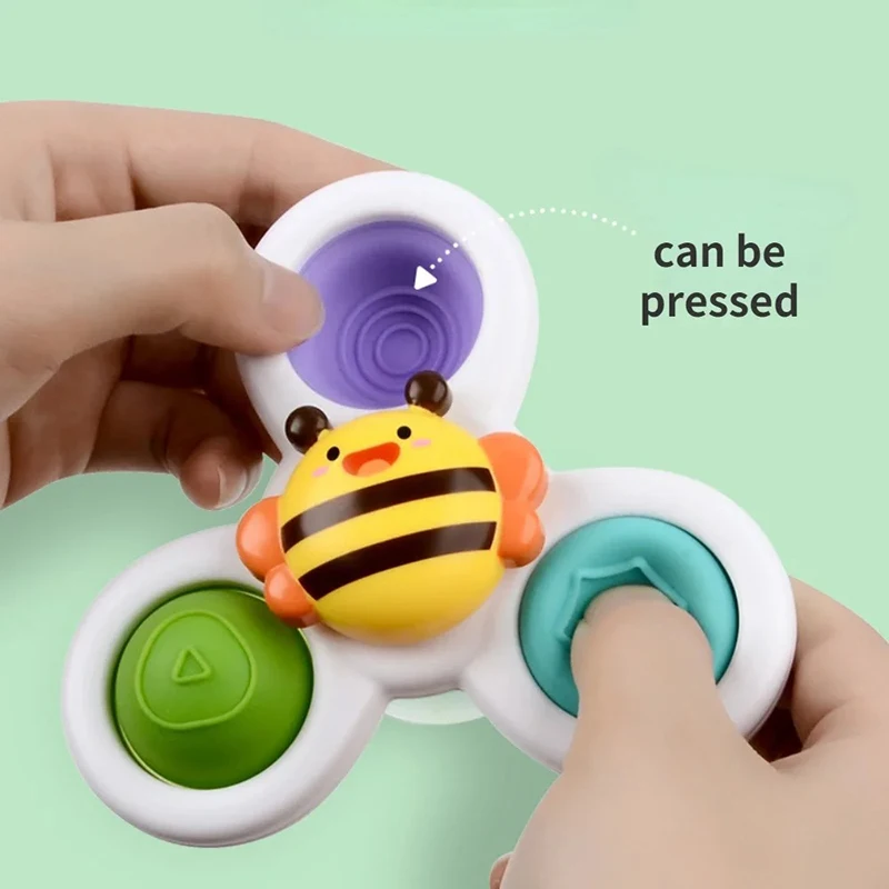 3 ชิ้นดูดถ้วย Spinning Top ของเล่นเด็กห้องน้ําของเล่นการ์ตูนเด็กการศึกษาหมุน Sucker Bath ว่ายน้ํา Fidget เกม