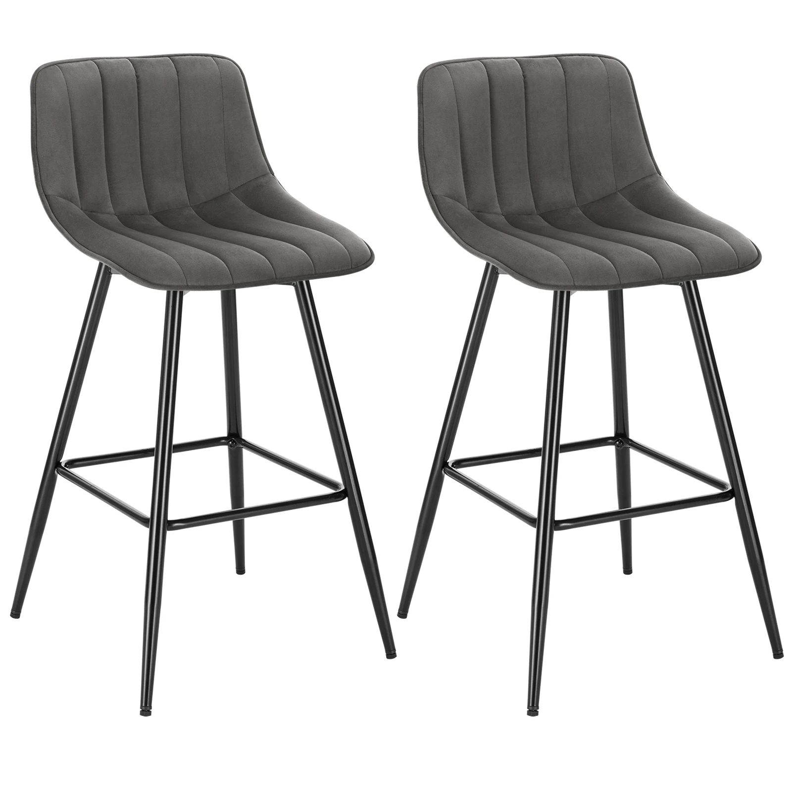 WOLTU 2 Teile/satz Bar Stühle Samt Barhocker Haushalt Hohe Thekenhocker mit rückenlehne Fußstütze Weichen Sitz Metall Füße Hause