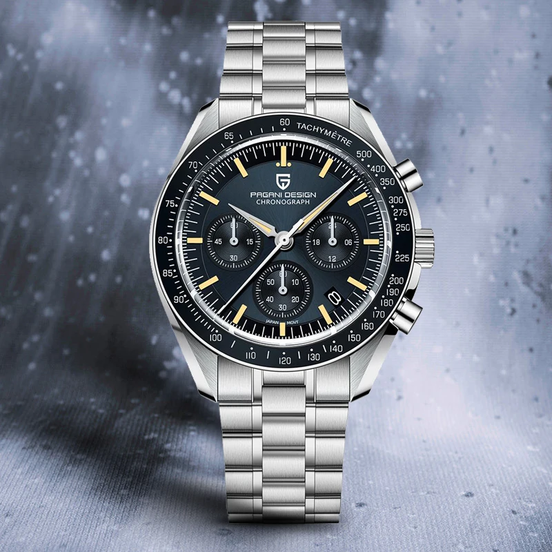 PAGANI DESIGN 2025 New Moon Watch Retro Luksusowe zegarki kwarcowe dla mężczyzn, stal nierdzewna, luminescencyjne, wodoszczelne, sportowy chronograf męski
