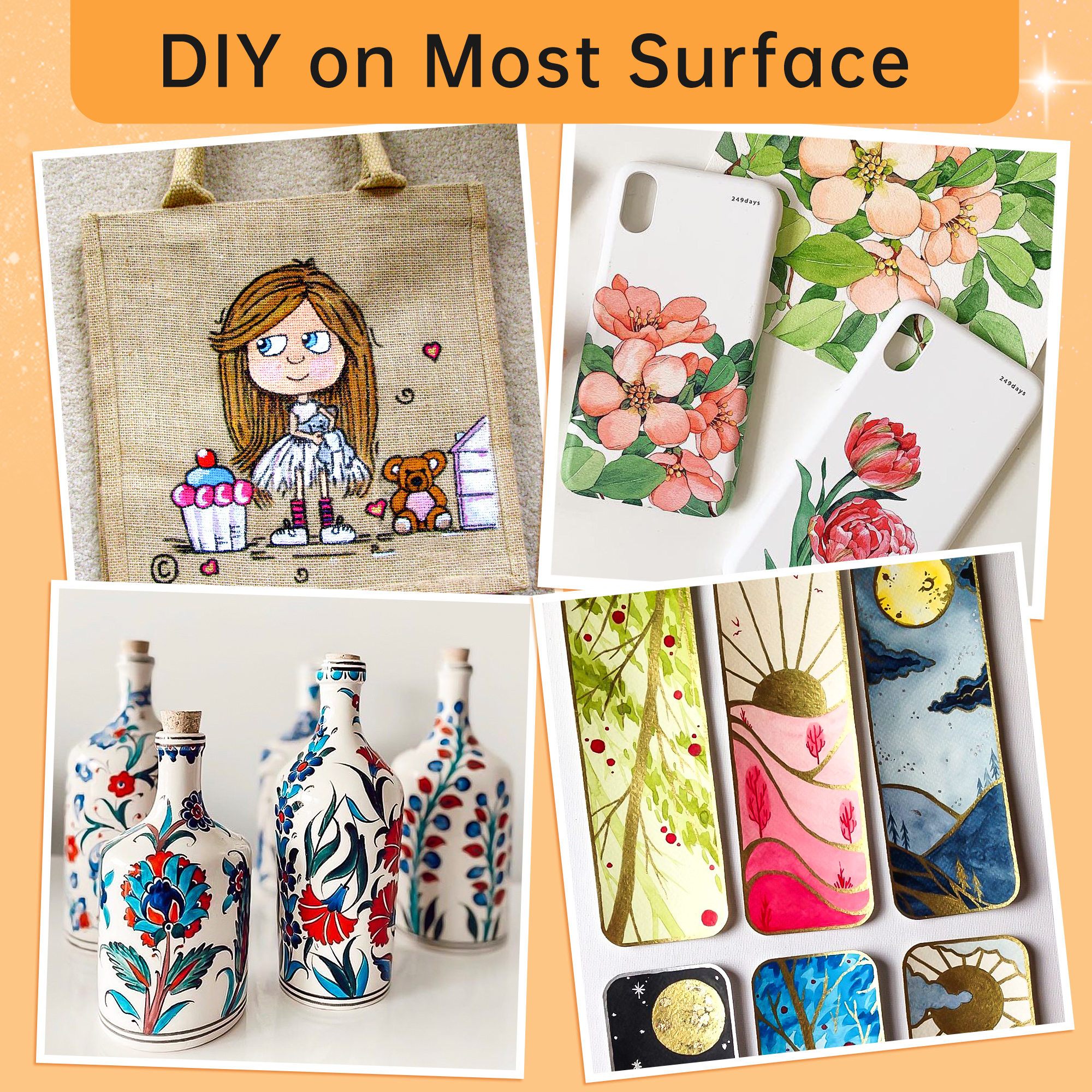 6/12/24 Colors Metallic Paint Markers Pens Round/Brush Dual Tip Glitter Doodle Dazzle Drawing Pens for Easter Egg Stone Art Pen