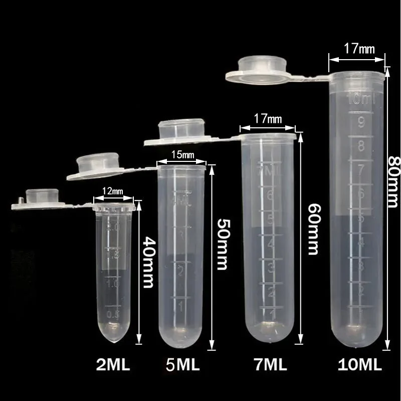 10Pc 2/4/5 / 10ML Phòng Thí Nghiệm Tiếp Liệu Mẫu Trong Suốt Nhựa Vi Ly Tâm Ống Ống Nghiệm Tích Tắc Phòng Thí Nghiệm hộp Đựng PE