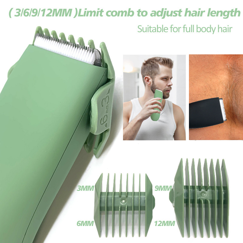Afeitadora de pelo corporal para hombres, recortadora de bolas para ingle púbica, cuchilla de cerámica reemplazable, maquinilla de afeitar eléctrica, Clippe impermeable