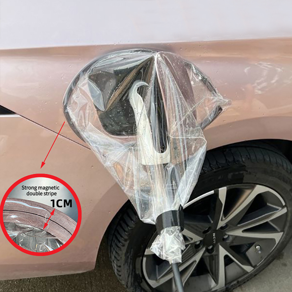 Porta de plugue de carregamento de carro elétrico capa à prova de chuva magnética 360 °   Protetor de carregamento de veículos elétricos à prova d'água e à prova de poeira