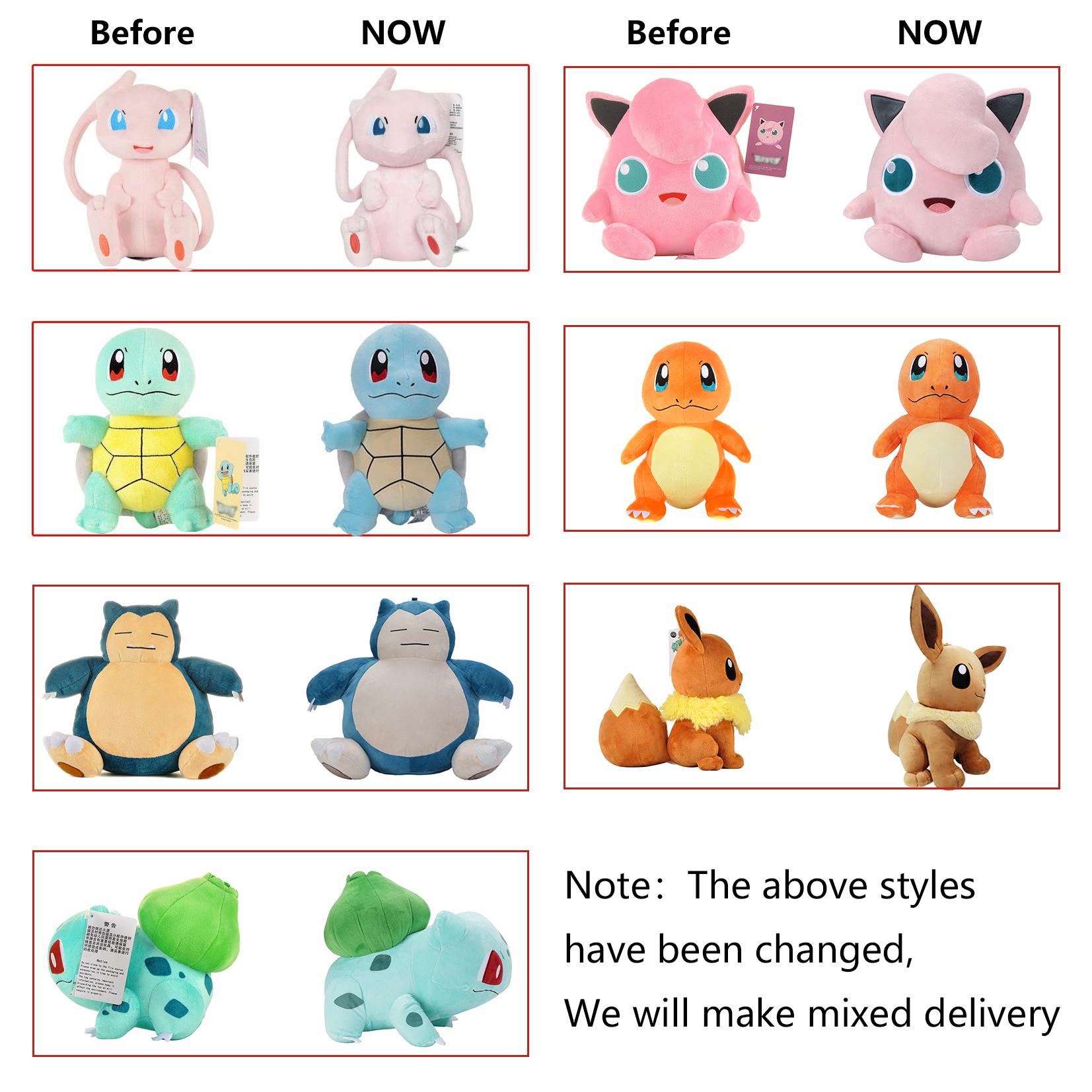 Pokémon Plüschpuppe Pikachu Bulbasaur Jigglypuff Lapras Eevee Anime Pokemon Stofftier Peluche Plüschpuppe Geschenk für Kinder