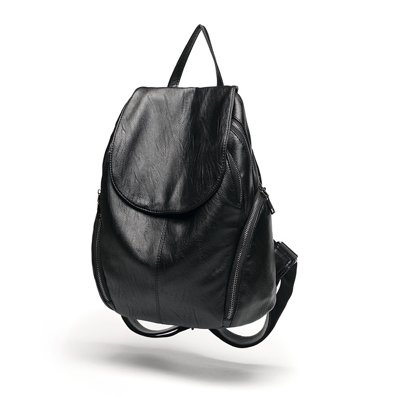 Mochilas negras para mujer, mochila impermeable de alta capacidad de cuero genuino, mochilas escolares de moda para mujer, mochilas escolares de viaje para chica
