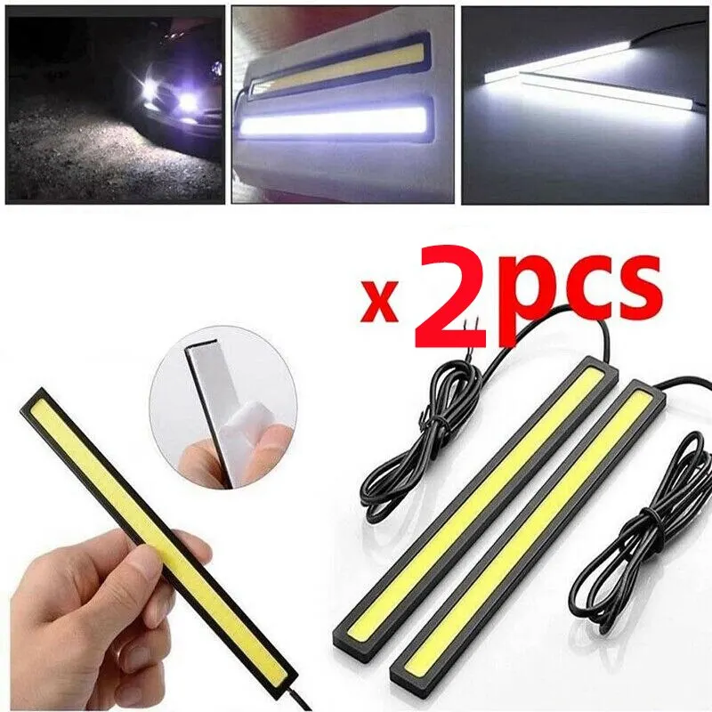 2 stuks 17cm Universele Waterdichte Dagrijlichten COB Mistlamp Auto Styling Led Dag Licht DRL Lamp Mistbar Lamp Strip Lichten