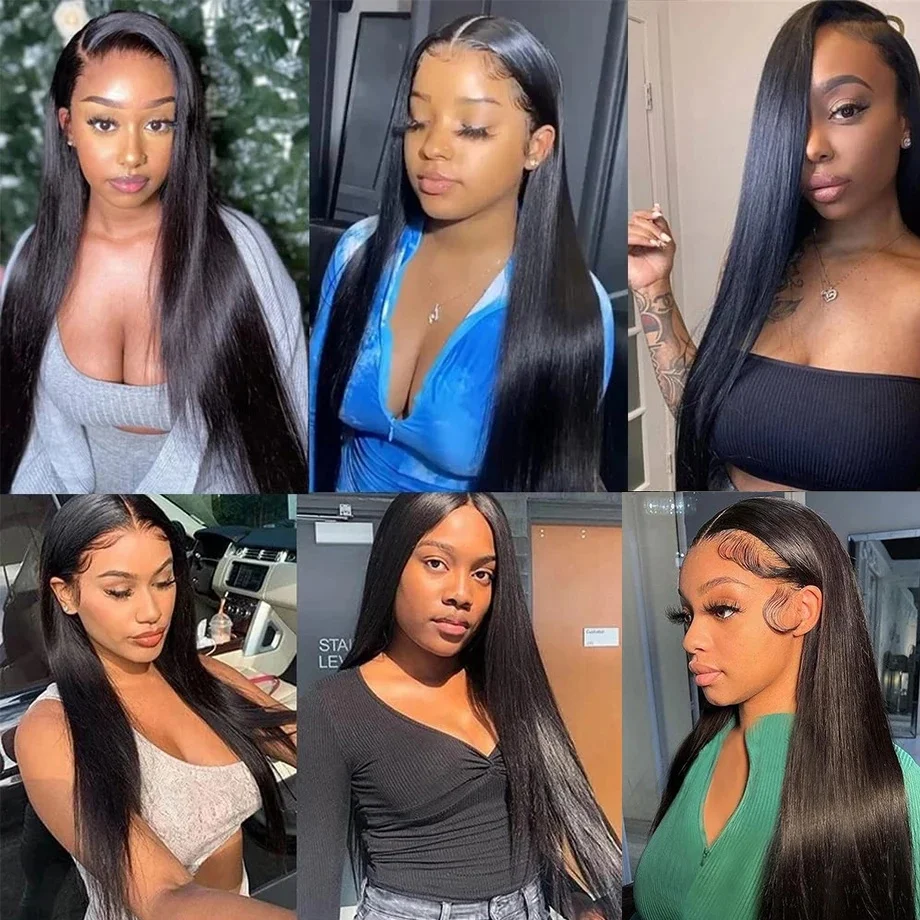 Parrucche anteriori in pizzo 13x6 diritte per capelli umani Parrucche trasparenti brasiliane per donne nere Parrucca frontale in pizzo 13x4 HD per capelli umani