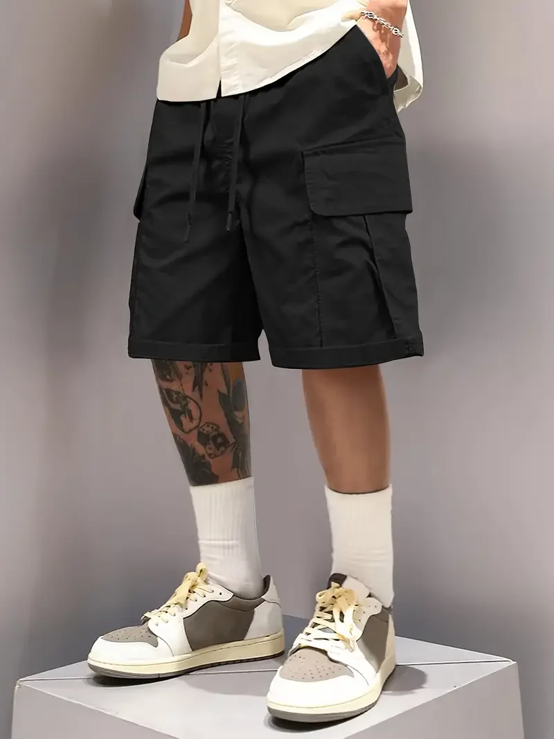 Shorts cargo masculinos de verão, casuais, versáteis e elegantes, três cores disponíveis, design com vários bolsos, adequados para passeios casuais
