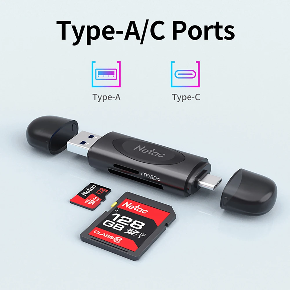 Netac WK14 lector de tarjetas USB3.0 Hub transmisión de alta velocidad 2 en 1 multifunción TF/SD convertidor cámara teléfono ordenador de doble uso