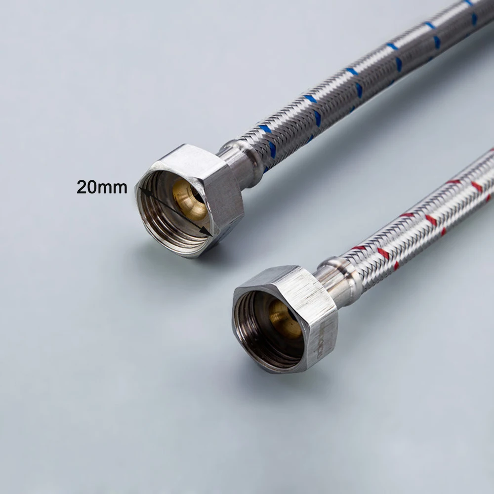 G1/2 G3/8 G9/16 1 คู่สแตนเลสสตีลยืดหยุ่นท่อประปาก๊อกน้ําร้อนเย็นท่อห้องน้ํา Part 50 ซม.