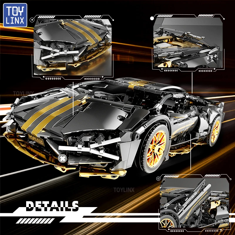 1280PCS Building Blocks 1:14 MOCกีฬารถแข่งรถรุ่นCity Mechanical Superอิฐปริศนาของเล่นผู้ใหญ่ของขวัญฮาโลวีน