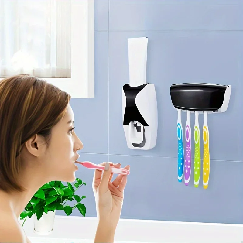 1Set Zahnbürstenhalter Mit Automatische Zahnpasta Spender Wand Zahnbürste Lagerung Rack & Badezimmer Zahnpasta Squeezer