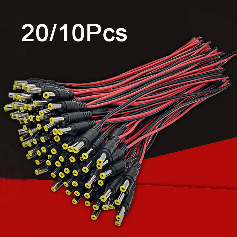 20/10 ชิ้น 5.5X2.1 มิลลิเมตรชายหญิงปลั๊ก 12 โวลต์ดีซีพาวเวอร์สายพ่วงแจ็คสำหรับกล้องวงจรปิดกล้องตัวเชื่อมต่อหางขยาย 12 โวลต์ DC ลวด