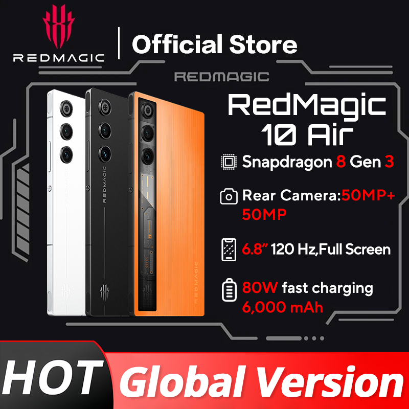 Versión Global RedMagic 10 Air Gaming Phone Diseño ligero 6,8 "Snapdragon 8 Gen3 6000mAh 80W Carga 50MP NFC