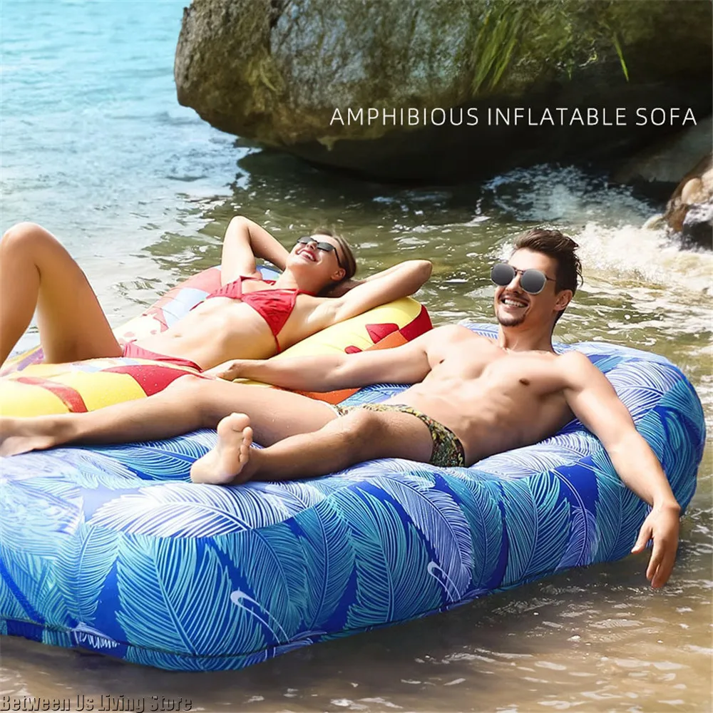 Premium Inflatable Lounger Sofa - Extra Large Anti-Roll Design for Pool, Camping & Indoor Use | Quick Blow Up Bed