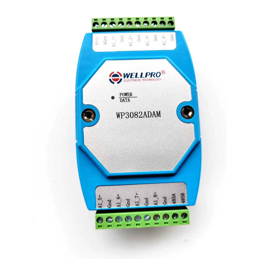 WP3082ADAM 8AI 0-20MA Of 4-20MA Analoge Ingang Module Din Rail RS485 Modbus Rtu Communicatie Wellpro
