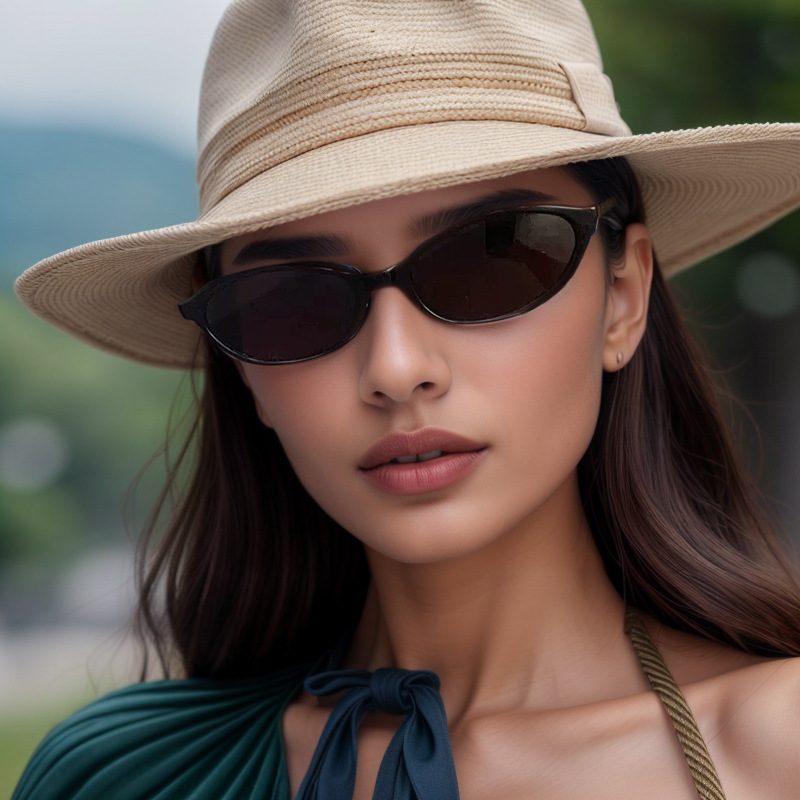 ヴィンテージ小さなフレーム楕円女性サングラスブランド黒ラウンドクール男性サングラスデザイナー円形サングラス男性女性