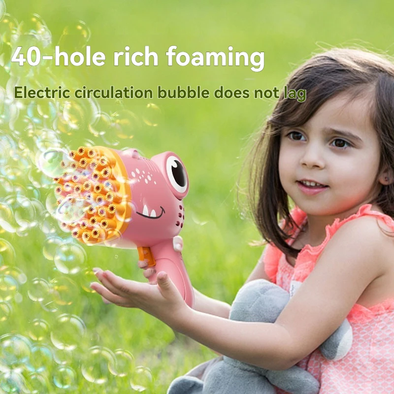 40 หลุมไดโนเสาร์ Bubble มือถือ Bubble Machine,ไฟฟ้า Bubble Gun,งานแต่งงานกลางแจ้งของเล่น